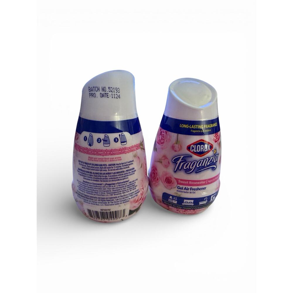 Clorox Fraganzia Sweet Rosewater Gel Air Freshener Long Lasting 2 Pac - Picture 4 of 5